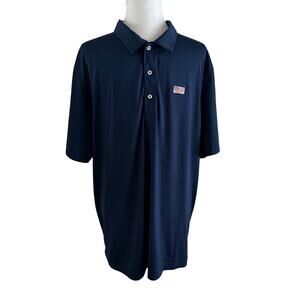 Chubbies Navy Blue The Out of the Blue Flag Performance Polo Shirt Holiday I XL